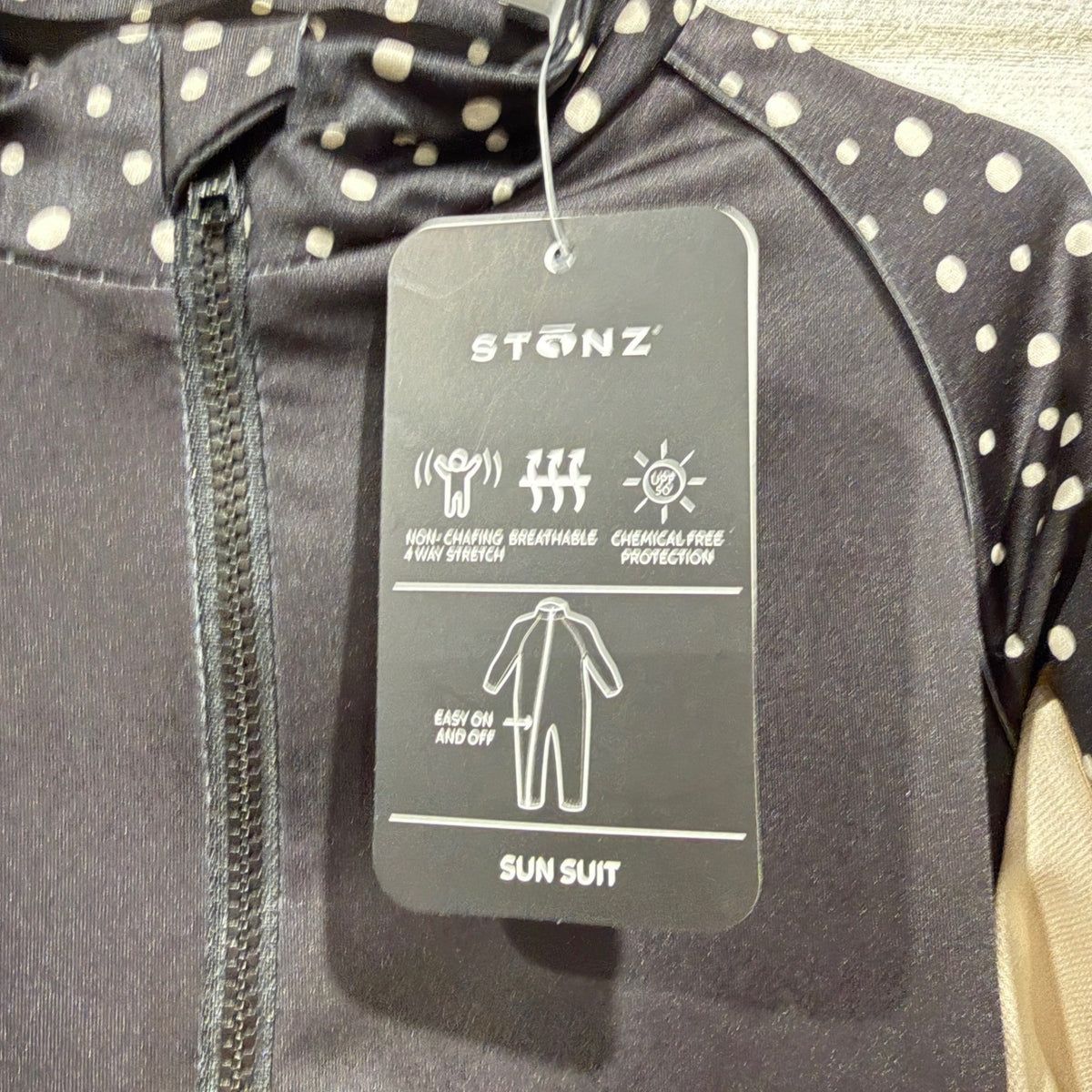 Stonz Sun Suit 18-24M Black Polka Dot Rash Guard UV Protection NWT1