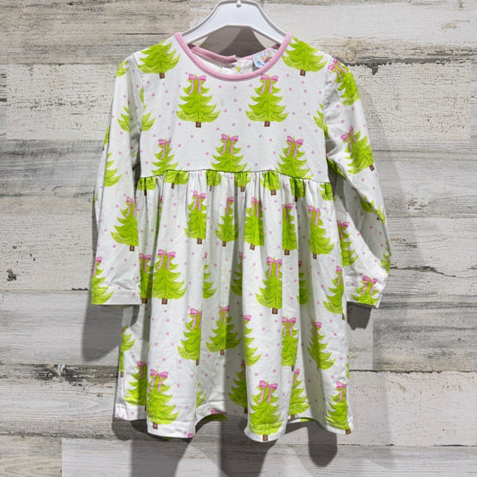 Busy Bees Smocks Dress Girls 5 White Christmas Tree Holiday Knit *Flawed0