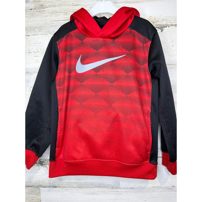 Nike Pullover Hoodie Boys 6 Red Black Graphic Therma-FIT Sportswear GUC*0