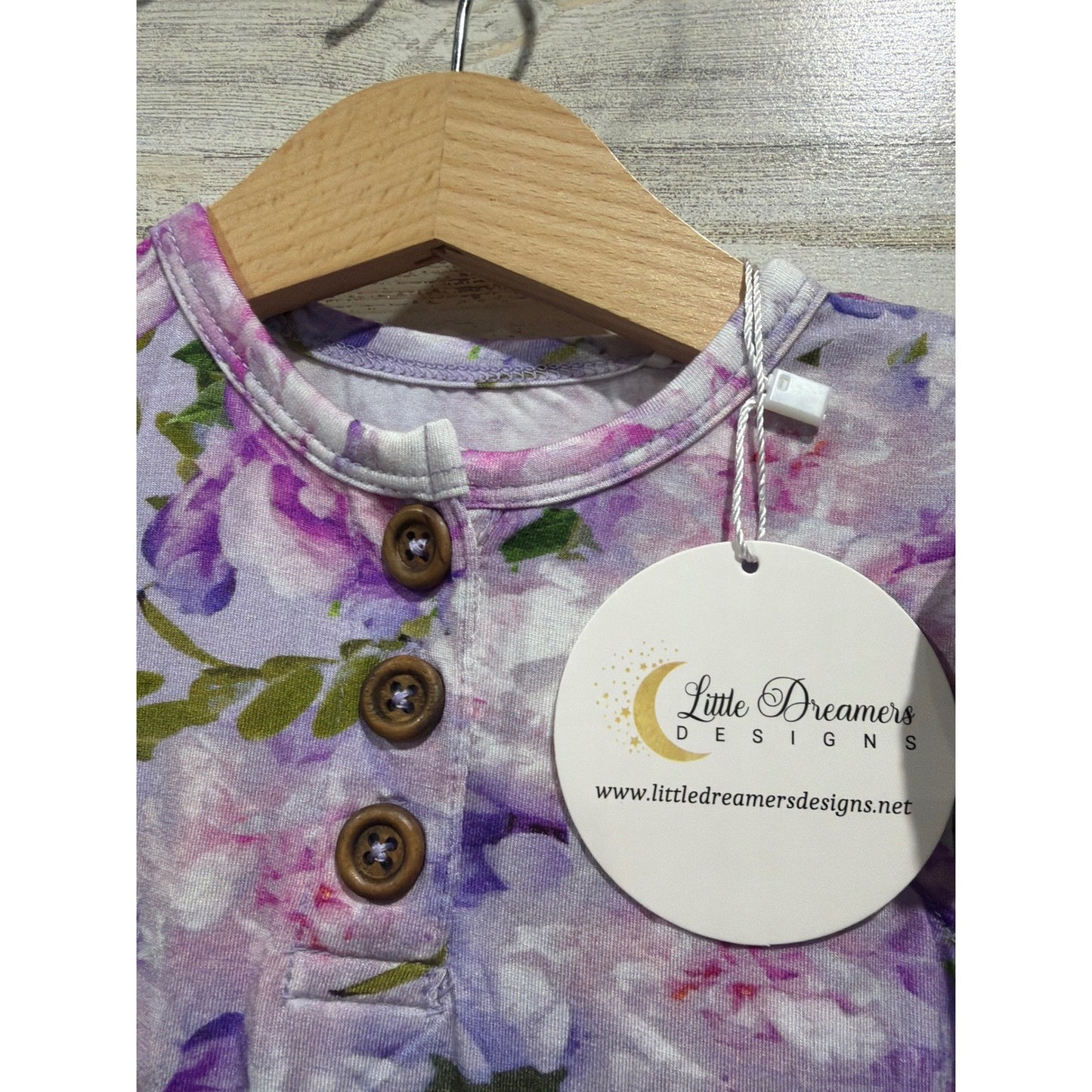 Little Dreamers Designs Twirl Romper Girls 18-24M Purple Floral Bamboo Boho NWT1