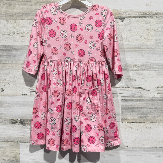 Mila & Rose Dress Girls 4T Pink Smiley Face Heart Pockets Twirl Girly EUC0