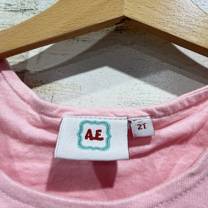 AE Romper Girls 2T Pink Bunny Patchwork Ruffle Easter Spring2