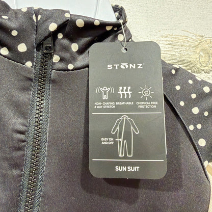 Stonz Sun Suit Baby 0-6M Black Polka Dot UPF 50+ Rash Guard Swimwear NWT1