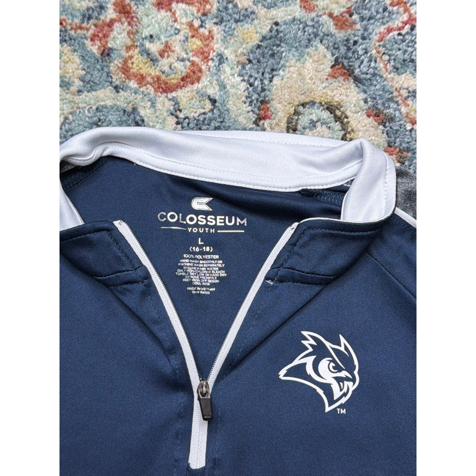 Colosseum Rice Owls Quarter Zip Boys Youth Large 16-18 Navy Blue Pullover EUC1