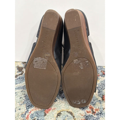 Lucky Brand Peep Toe Booties Women 7 Black Leather Block Heel Boho4