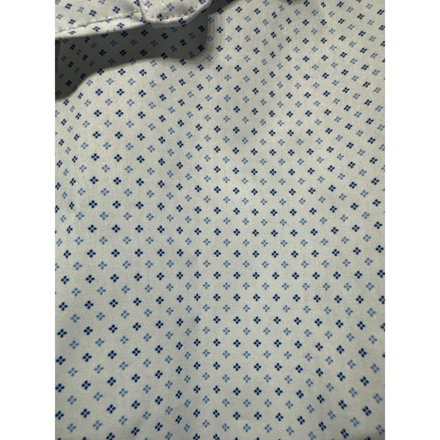 Class Club Button Down Shirt Boys 12 White Blue Micro Print Modern Fit EUC2
