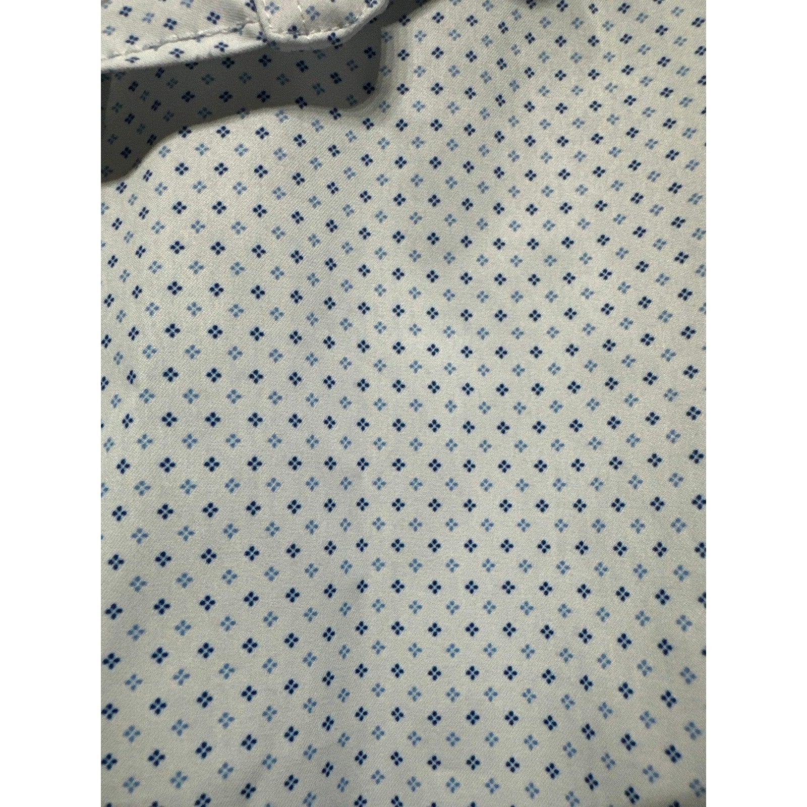 Class Club Button Down Shirt Boys 12 White Blue Micro Print Modern Fit EUC2