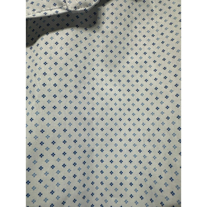 Class Club Button Down Shirt Boys 12 White Blue Micro Print Modern Fit EUC2