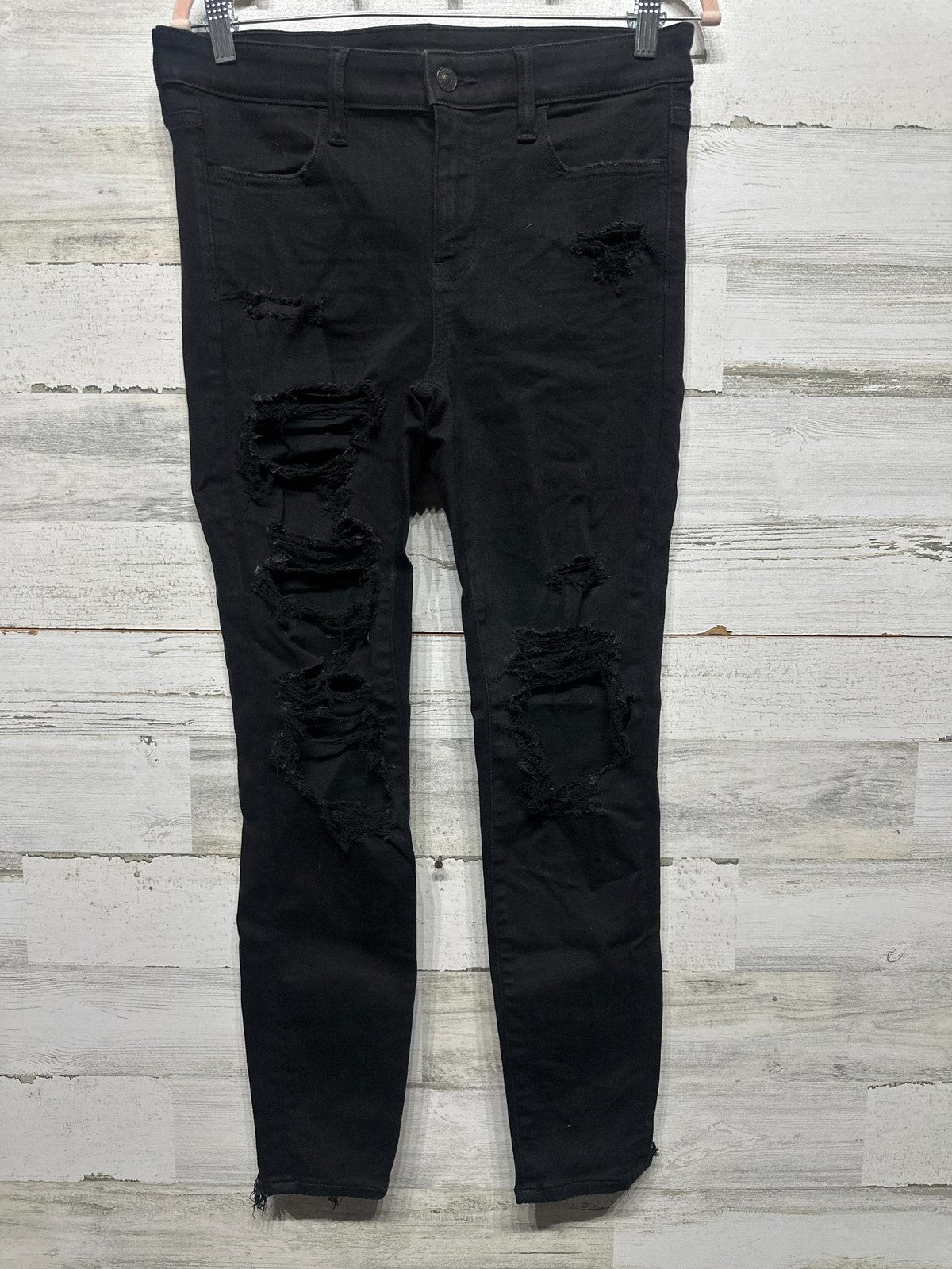 American Eagle Women’s 8 Short Distressed Black Jeggings VGUC0