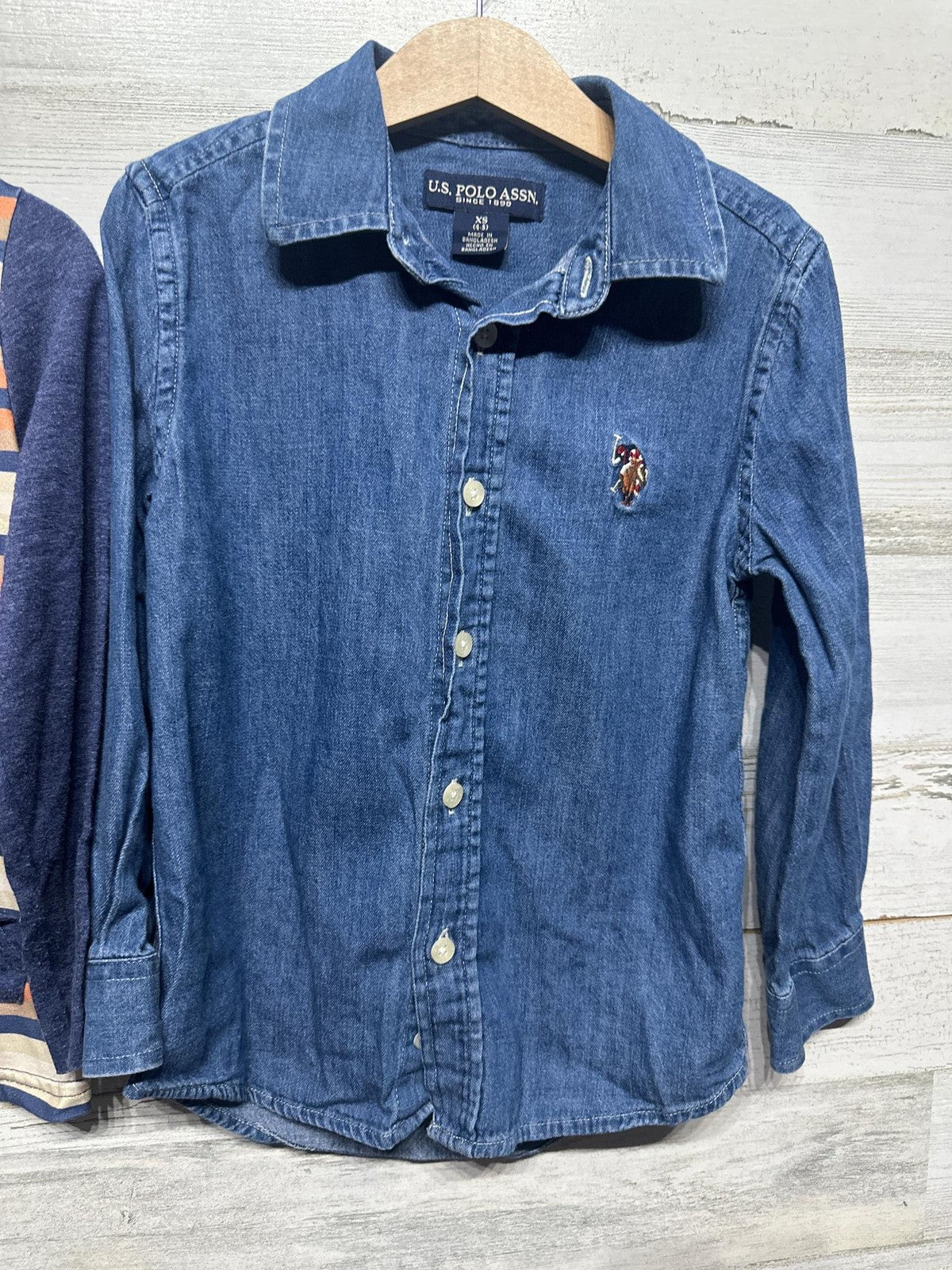 US Polo Marie Nicole Long Sleeve Shirt Lot Boys 4-5 Blue Denim Stripe2