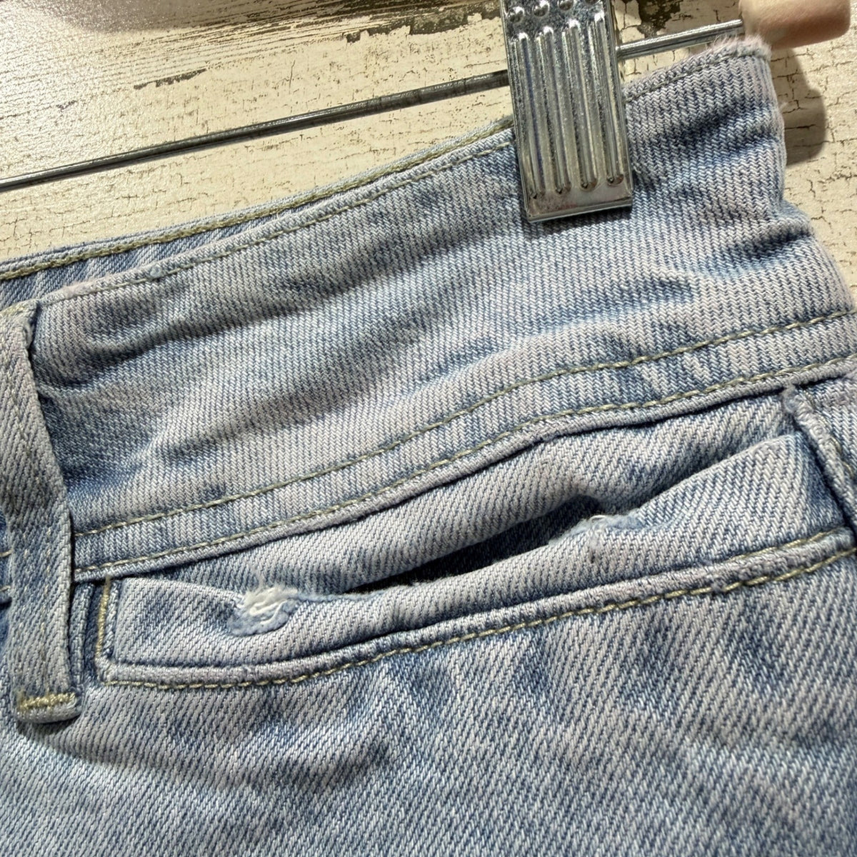 Kancan Wide Leg Crop Jeans Women Size 8 Light Wash Denim Boho Flawed*5