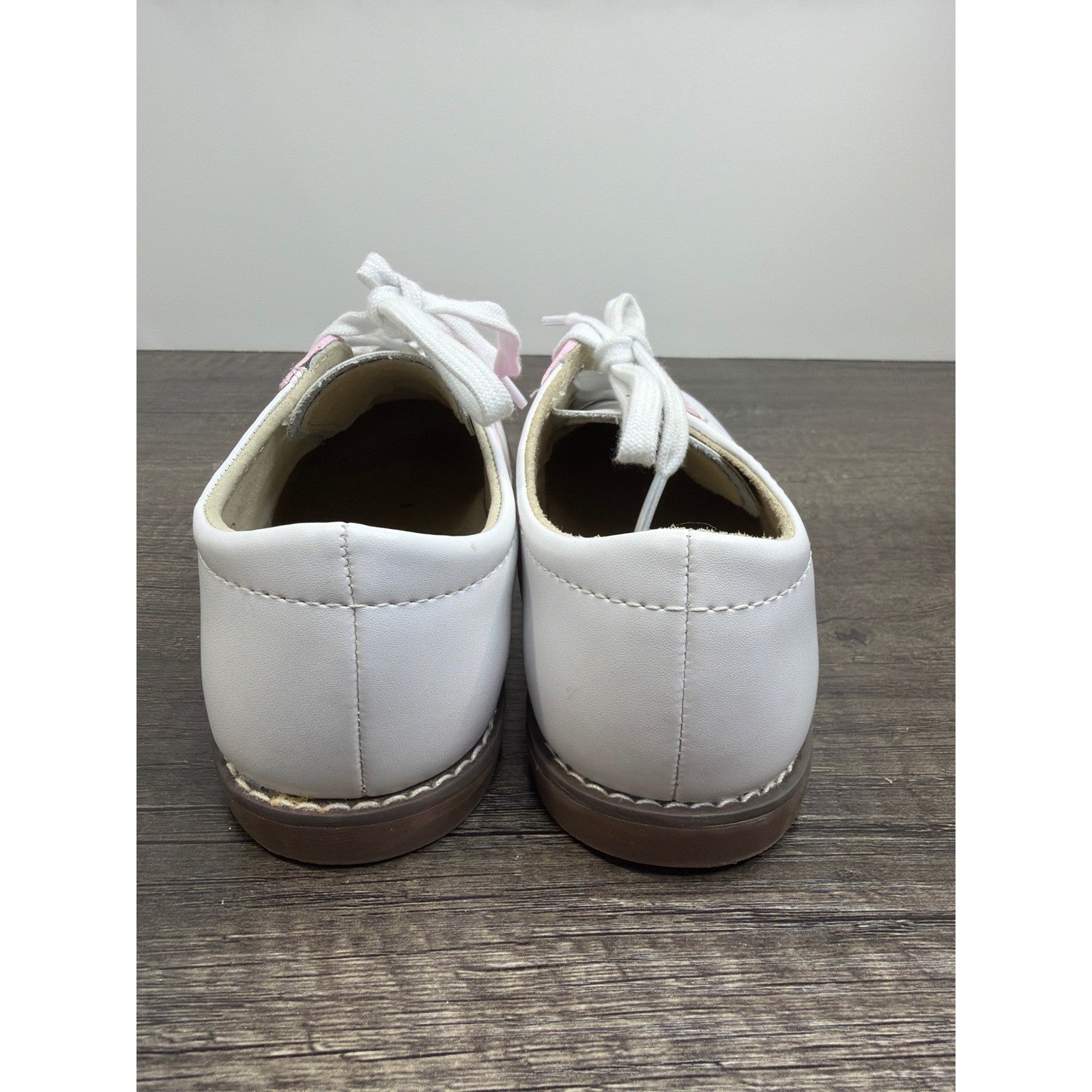 FootMates Saddle Oxford Girls 12W White Pink Leather Classic Preppy EUC3