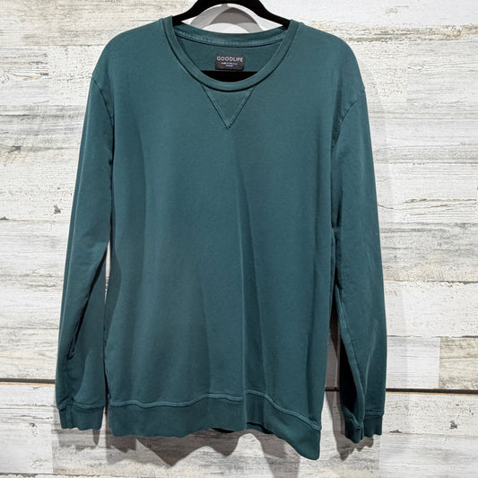 Goodlife Terry Crew Sweatshirt Mens Medium Green Cotton Spandex Made in USA EUC0