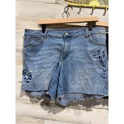 Counterparts Old Navy Shorts Women 18 Blue Black Floral Denim Bundle Boho EUC1