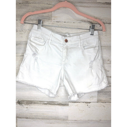 Abercrombie MIDI Shorts Girls 15/16 White Distressed Denim Summer GUC*0
