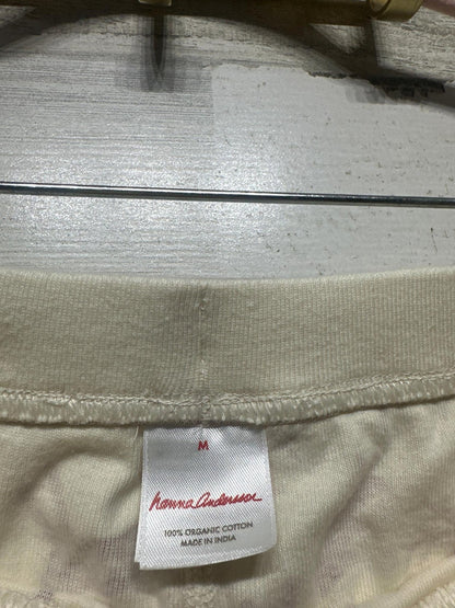 Hanna Andersson Pajama Set Womens M Ivory Red Reindeer Organic Cotton EUC4