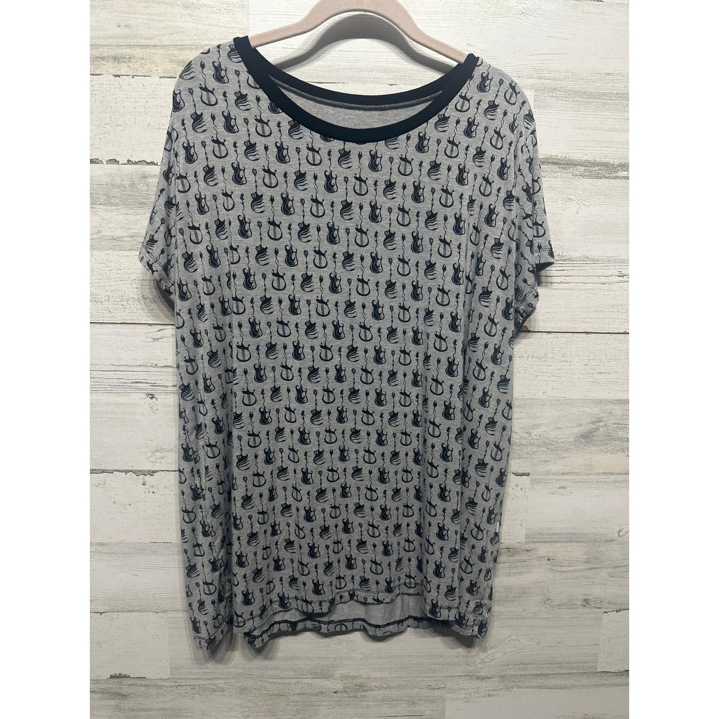Kickee Pants Shirt Women XXL Grey Guitar Print Bamboo Viscose EUC0