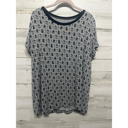 Kickee Pants Shirt Women XXL Grey Guitar Print Bamboo Viscose EUC0