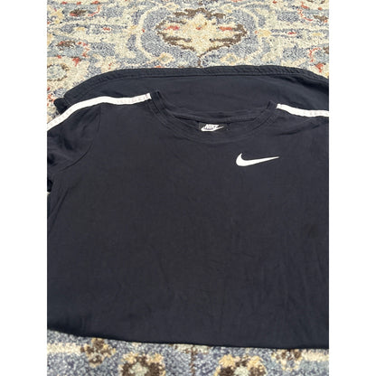 Nike T-Shirt Dress Girls Large Black White Stripe Pockets EUC1