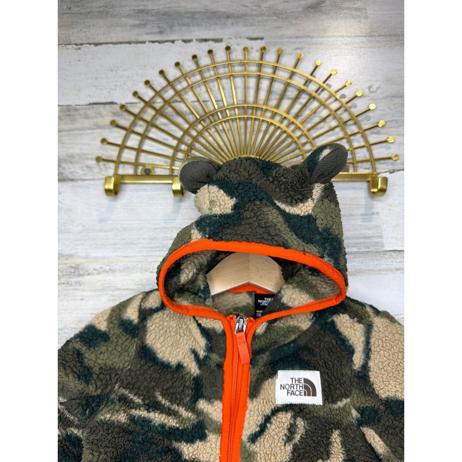 The North Face Fleece Jacket Baby Boy 12-18M Camo Sherpa Hooded Gorpcore GUC5