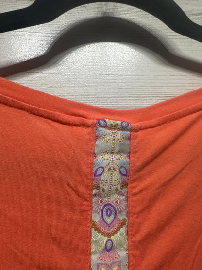 Matilda Jane T-Shirt Women Small Coral Orange Patterned Back Trim2
