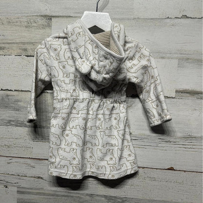 Just One You Hooded Terry Bear Robe Boys 0-9m White Tan Animal Print EUC3
