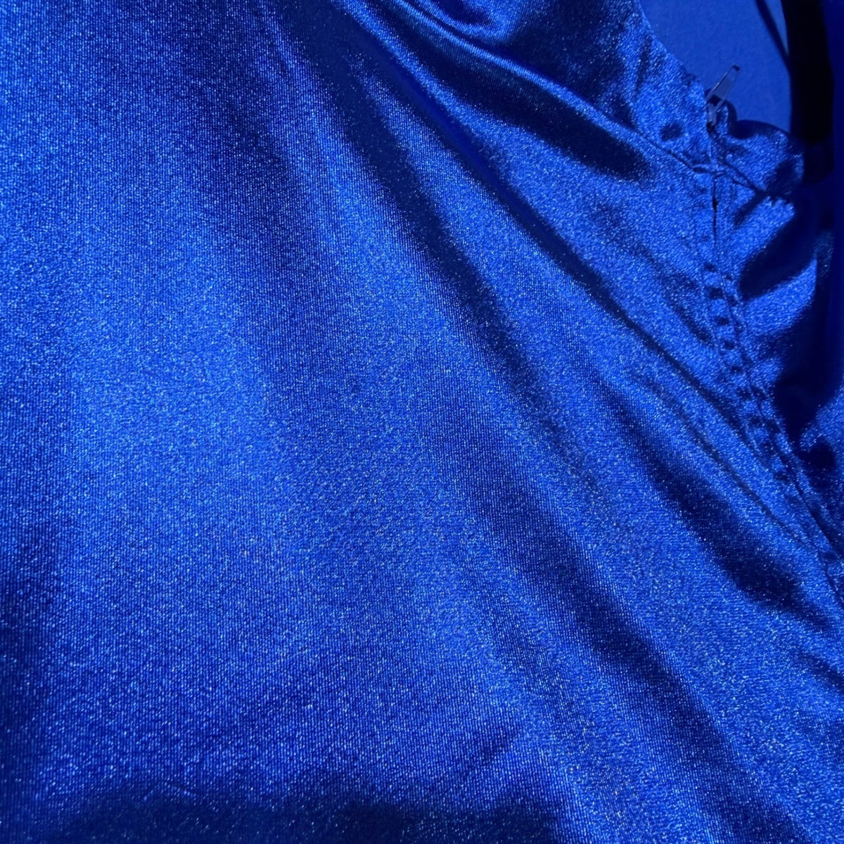 City Studio Lace Up Back Fit & Flare Dress Women 17 Royal Blue Satin Flawed*7