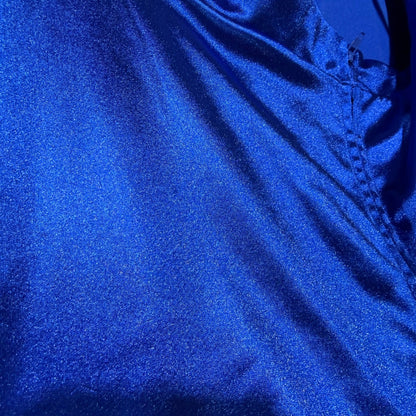 City Studio Lace Up Back Fit & Flare Dress Women 17 Royal Blue Satin Flawed*7