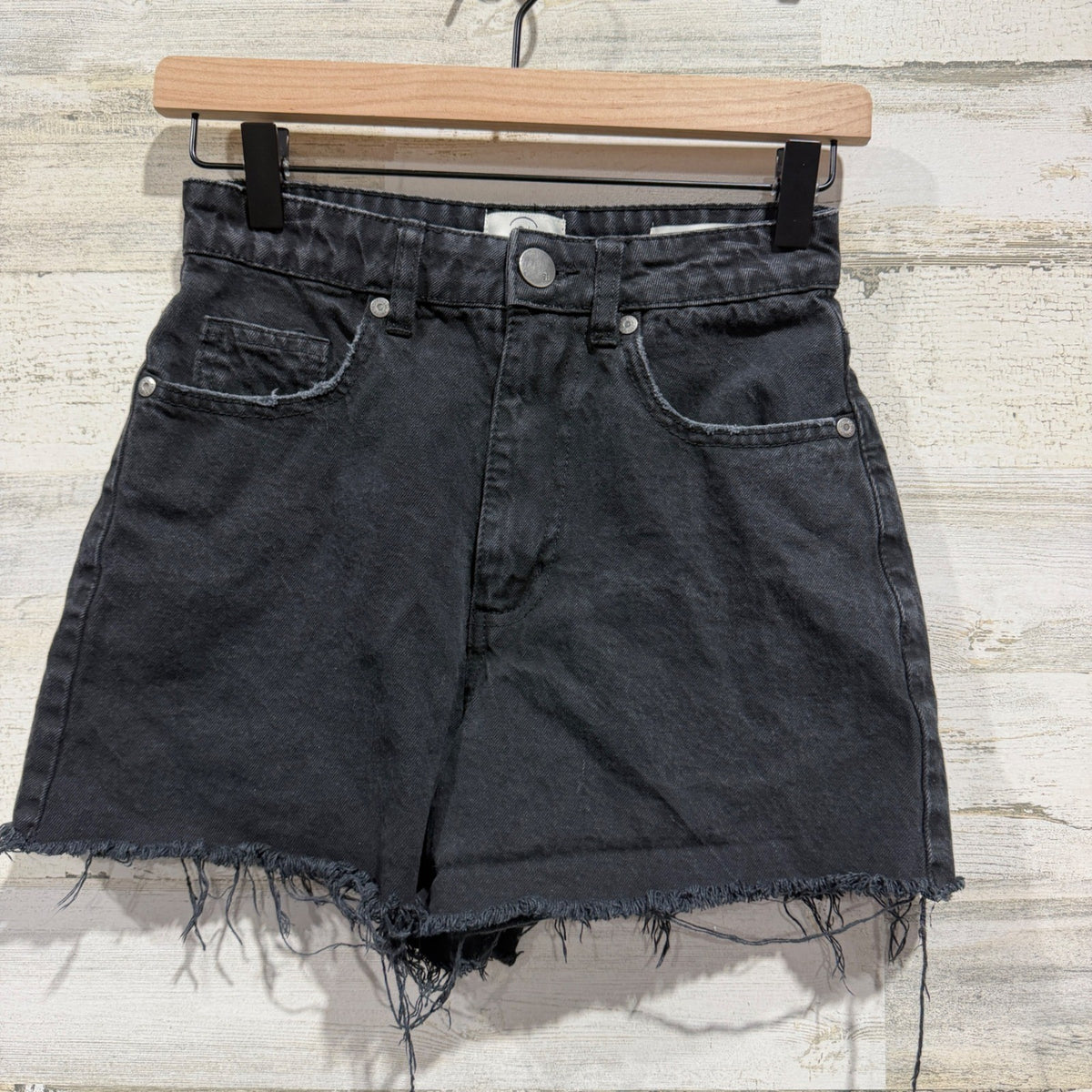 Cotton On High Flashback Denim Shorts Women Size 2 Black Grunge 90s Style EUC0