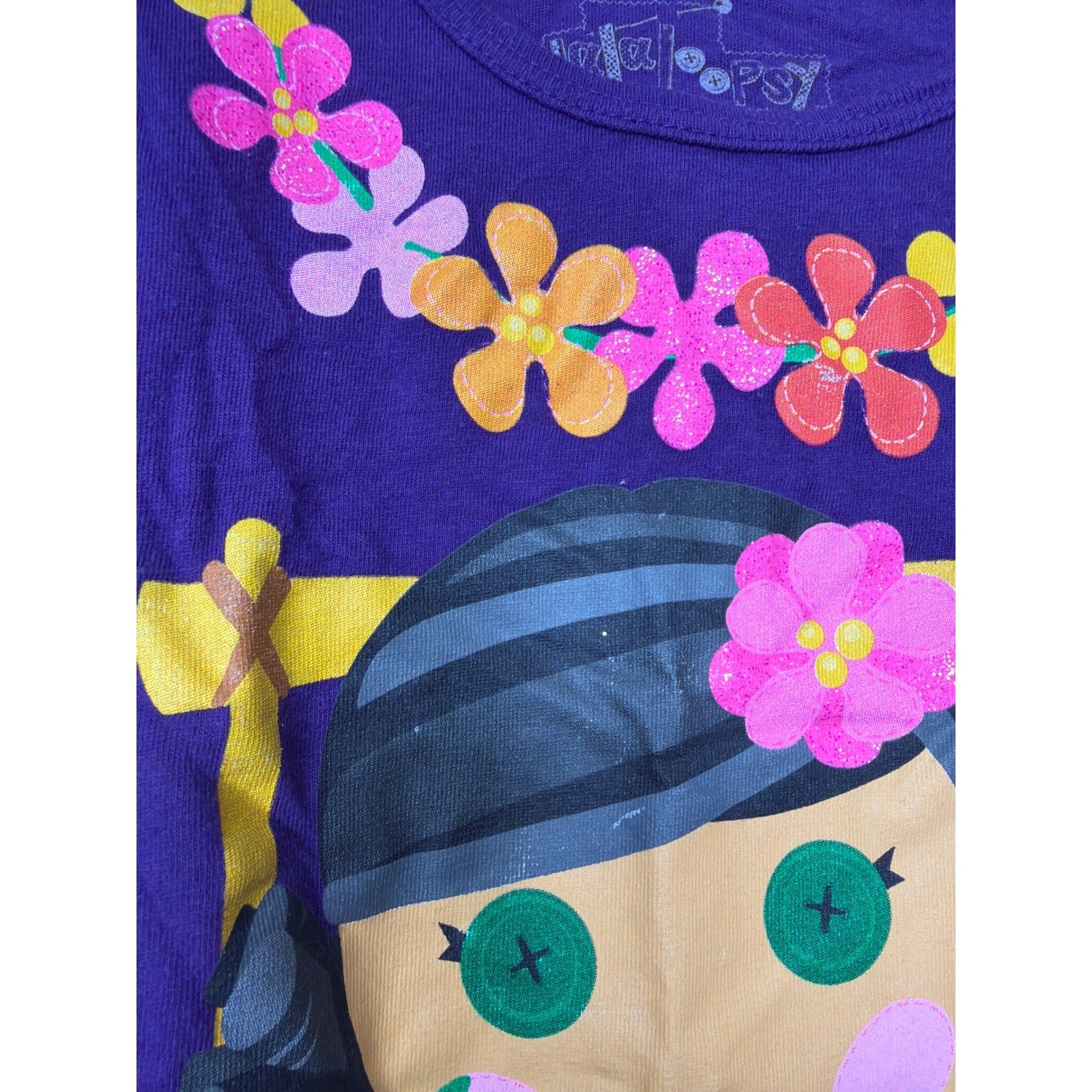 Lalaloopsy Graphic T-Shirt Girls 5 Purple Side Cinch Ruched Kidcore2