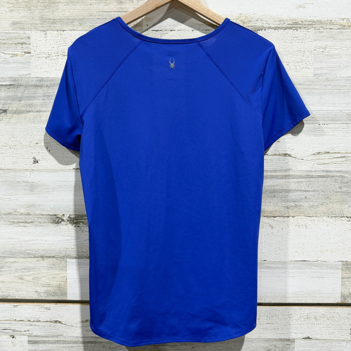 Spyder Active Top Women XL Blue Short Sleeve Mesh Panel Sporty EUC2