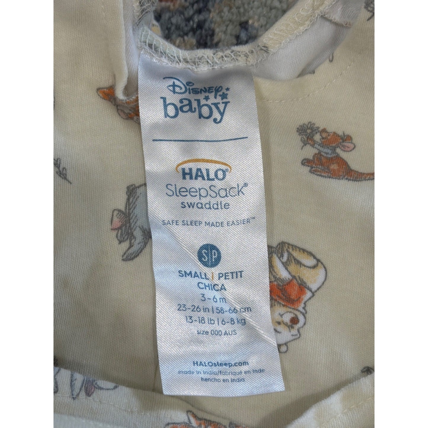 HALO SleepSack Swaddle Unisex Small Cream Winnie the Pooh Disney Cotton EUC4