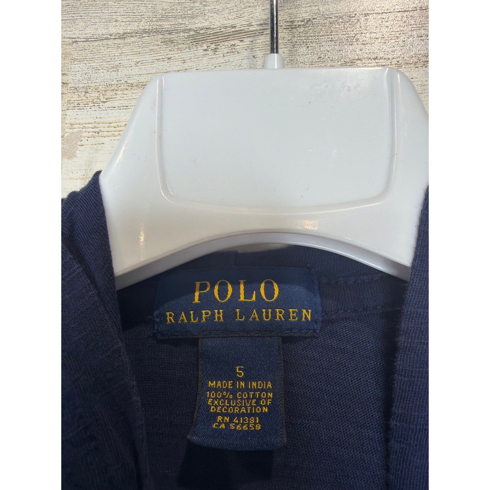 Polo Ralph Lauren Hooded Shirt Boys 5 Navy Blue Cotton Slub Hoodie EUC2