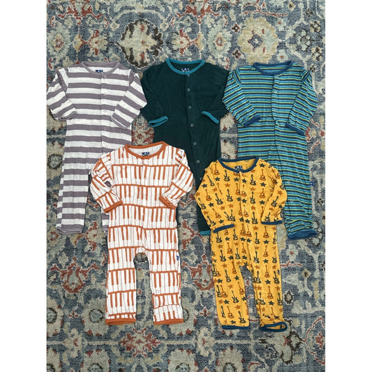 Kickee Pants Coverall Bundle Boys 6-9M & 6-12M Bamboo Romper Lot 5 Pieces0