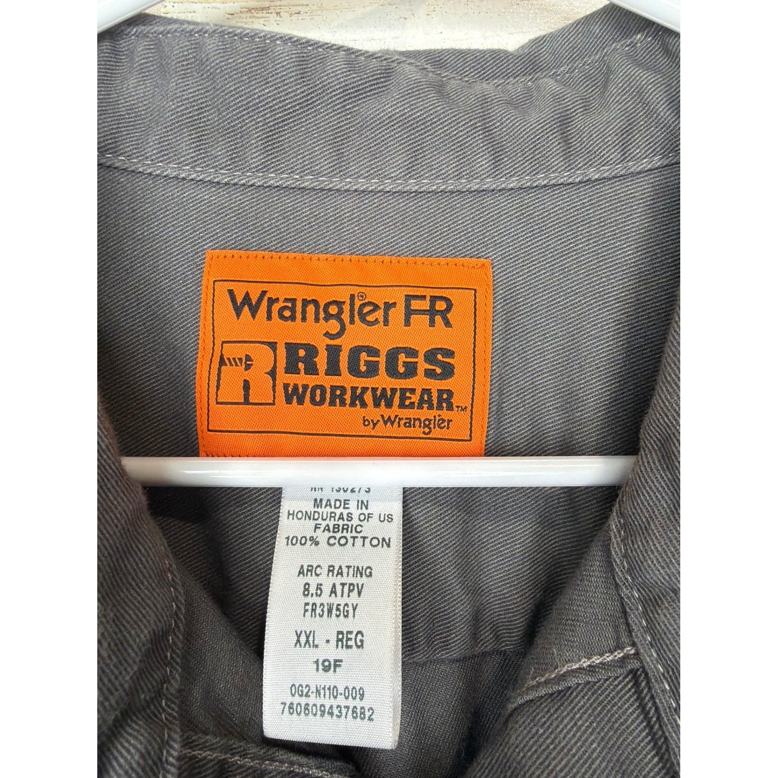 Wrangler Riggs Workwear FR Shirt Men XXL Gray Flame Resistant Utility EUC1