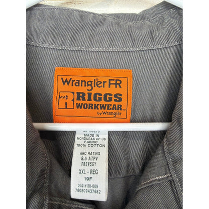 Wrangler Riggs Workwear FR Shirt Men XXL Gray Flame Resistant Utility EUC1