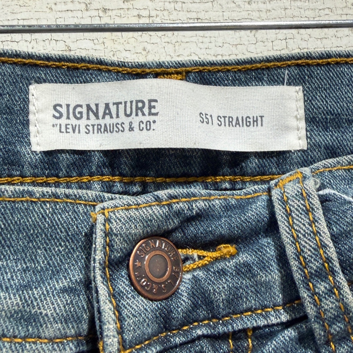 Signature Levi Strauss S51 Straight Jeans Men 32x30 Blue Cotton Blend Casual EUC1