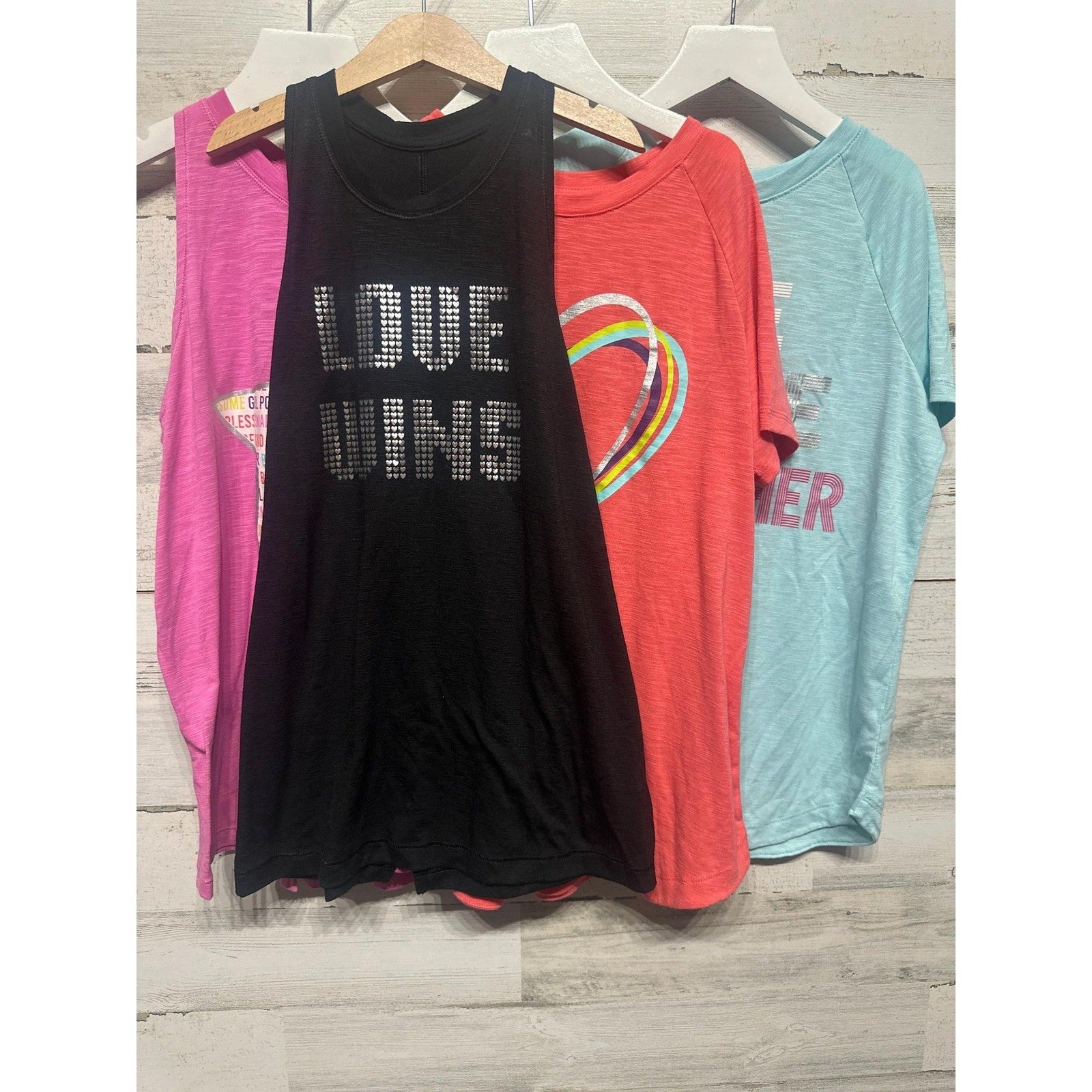 Member's Mark Active Shirt Lot Girls XL 14/16 Multicolor Graphic Tees Tanks EUC0