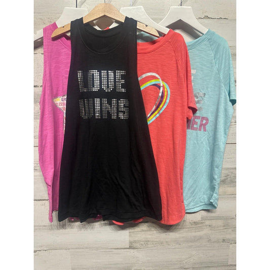 Member's Mark Active Shirt Lot Girls XL 14/16 Multicolor Graphic Tees Tanks EUC0