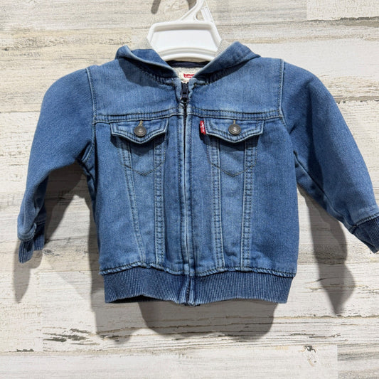 Levi's Hooded Denim Bomber Jacket Kids 12M Blue Cotton Blend Classic EUC0