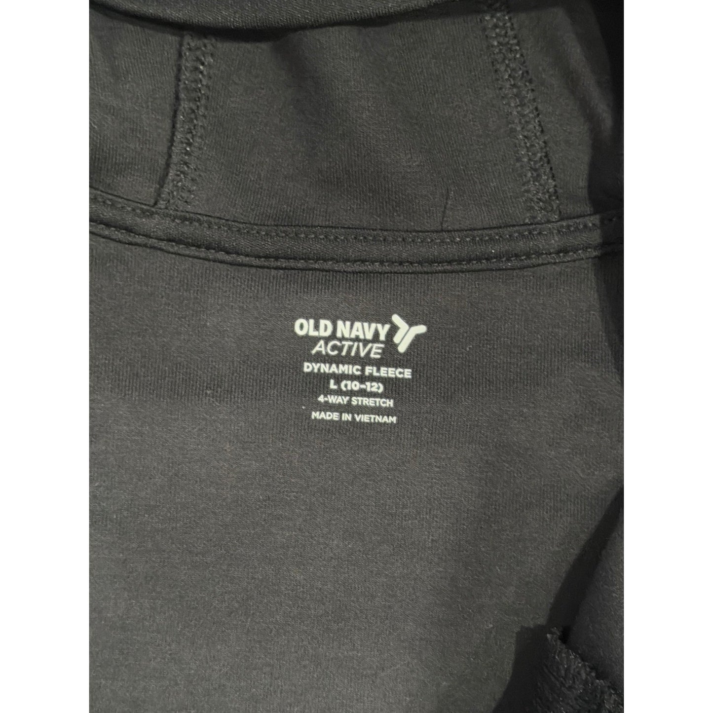 Old Navy Active Full Zip Hoodie Boys 10/12 Black Tech Fleece Sportswear EUC1