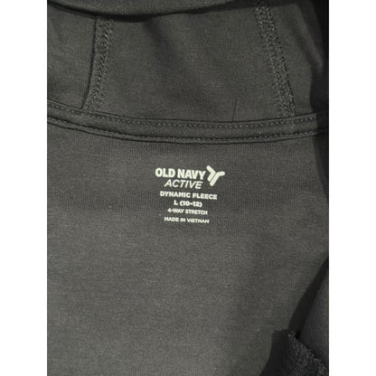 Old Navy Active Full Zip Hoodie Boys 10/12 Black Tech Fleece Sportswear EUC1