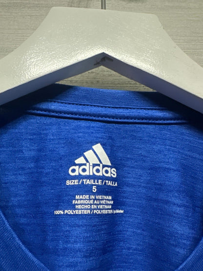 Adidas Graphic T-Shirt Boys Size 5 Blue Aeroready Performance EUC1