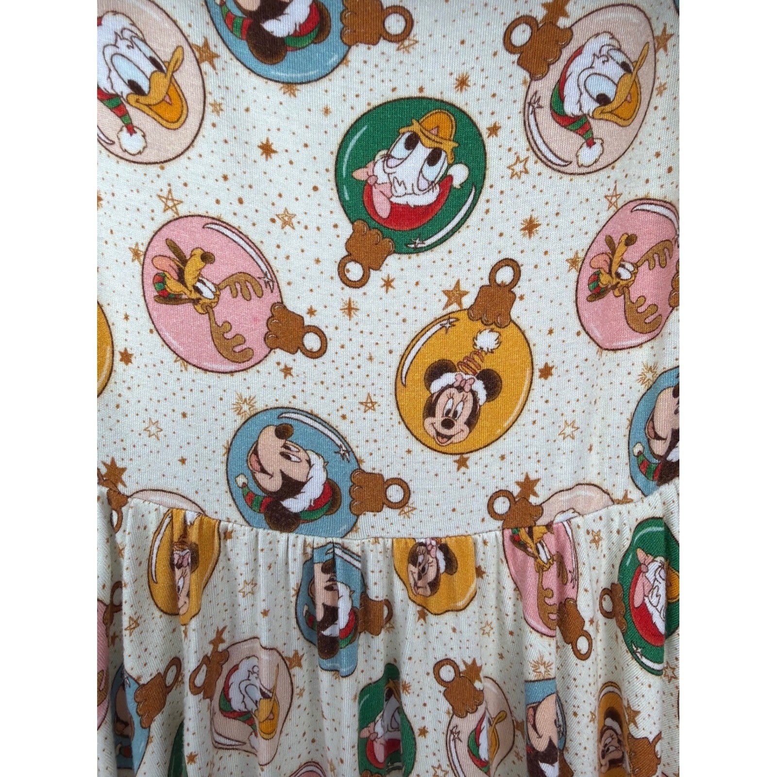 Millie + Roo Dress Girls 3/4 Cream Disney Christmas Bamboo Disneycore EUC3