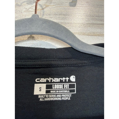 Carhartt Long Sleeve Shirt Mens Small Black Loose Fit Graphic Workwear EUC2
