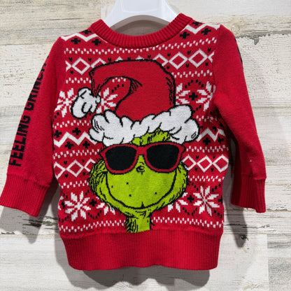 Dr Seuss The Grinch Sweater Kids 18M Red Fair Isle Holiday Feeling Grinchy EUC0