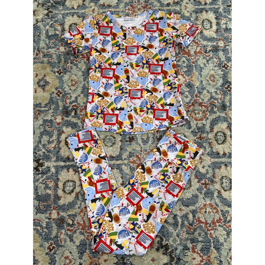 Little Bird Pajama Set Kids 9-10 Multicolor Elf Movie Graphic Print EUC0