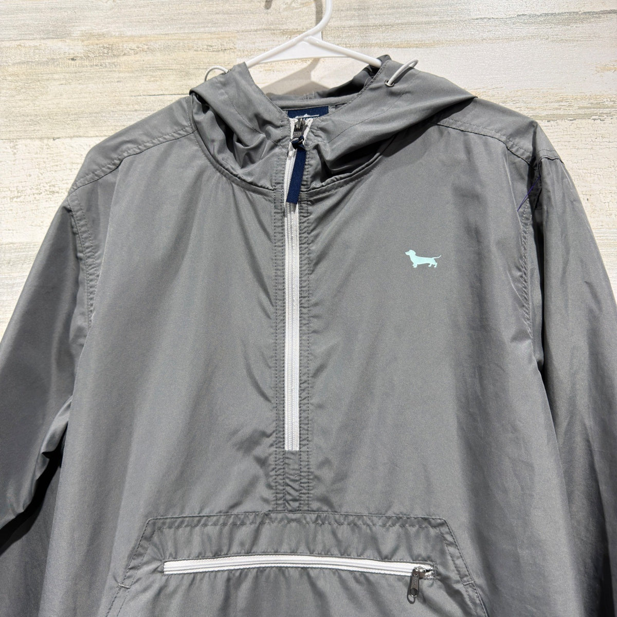 Charles River Seaside Windbreaker Women XS Grey Dachshund Quarter Zip EUC6
