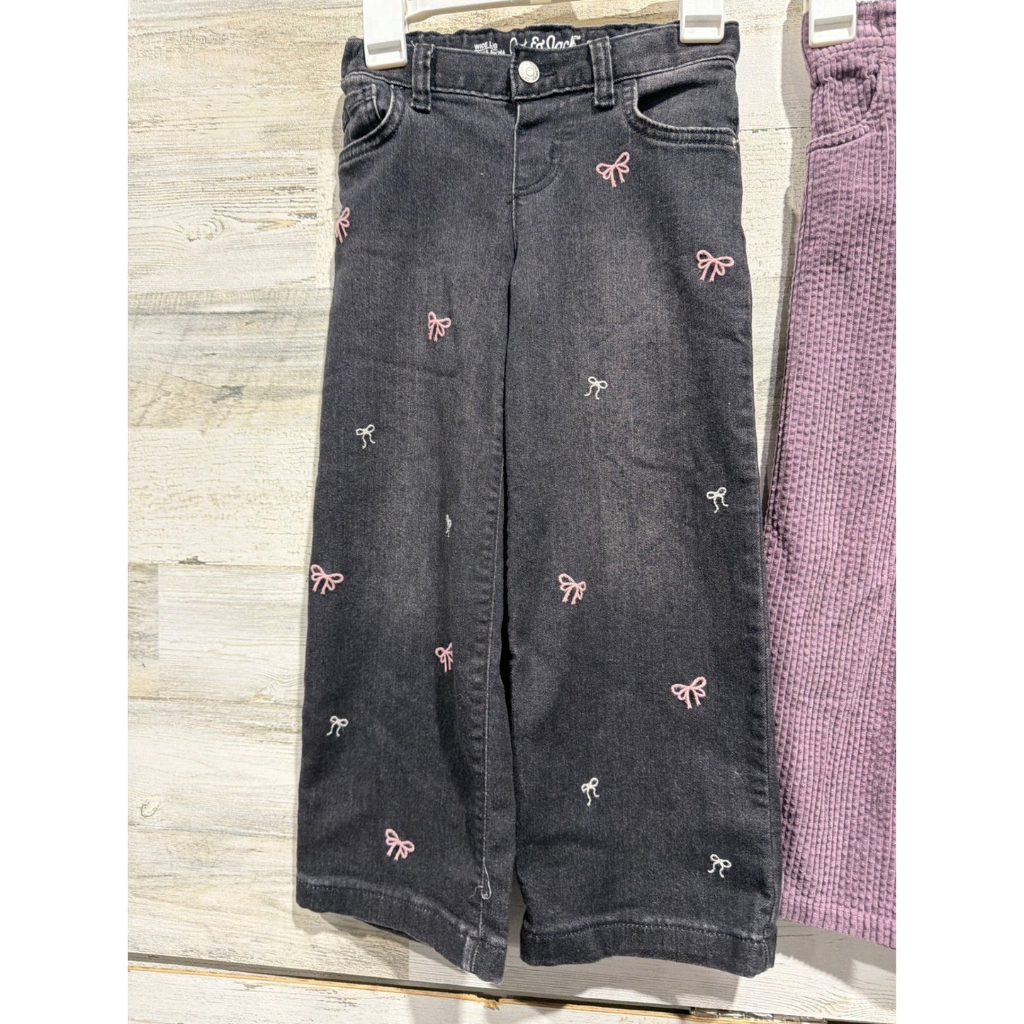 Pants Bundle Girls 5T Purple Black Bows Corduroy Wide Leg Coquette1