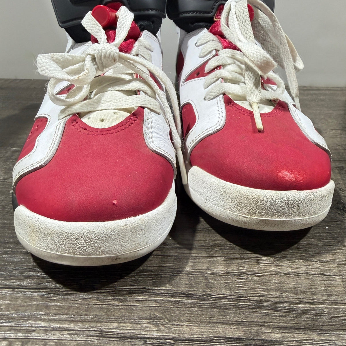 Jordan 6 Retro Carmine Kids 4.5Y White Red Basketball Sneaker Streetwear GUC*2